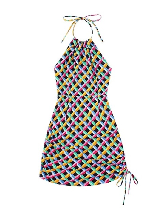 Fashion Brand Company Dresses & Skirts - Fashion Brand Company Cinch Tie Halter Dress, Screensaver Print